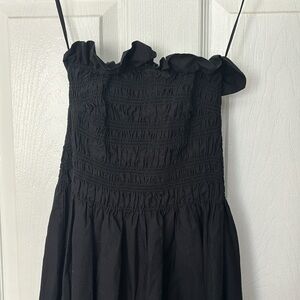 Black strapless midi dress